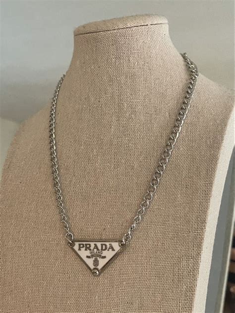 white prada necklace|prada pendant necklace.